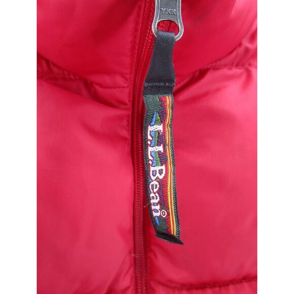 LL Bean Jacket Medium Red Goose Down Reversible Puffer Quilted * - Picture 10 of 16